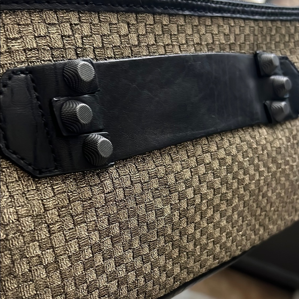 Light Gold Metallic and Black Clutch